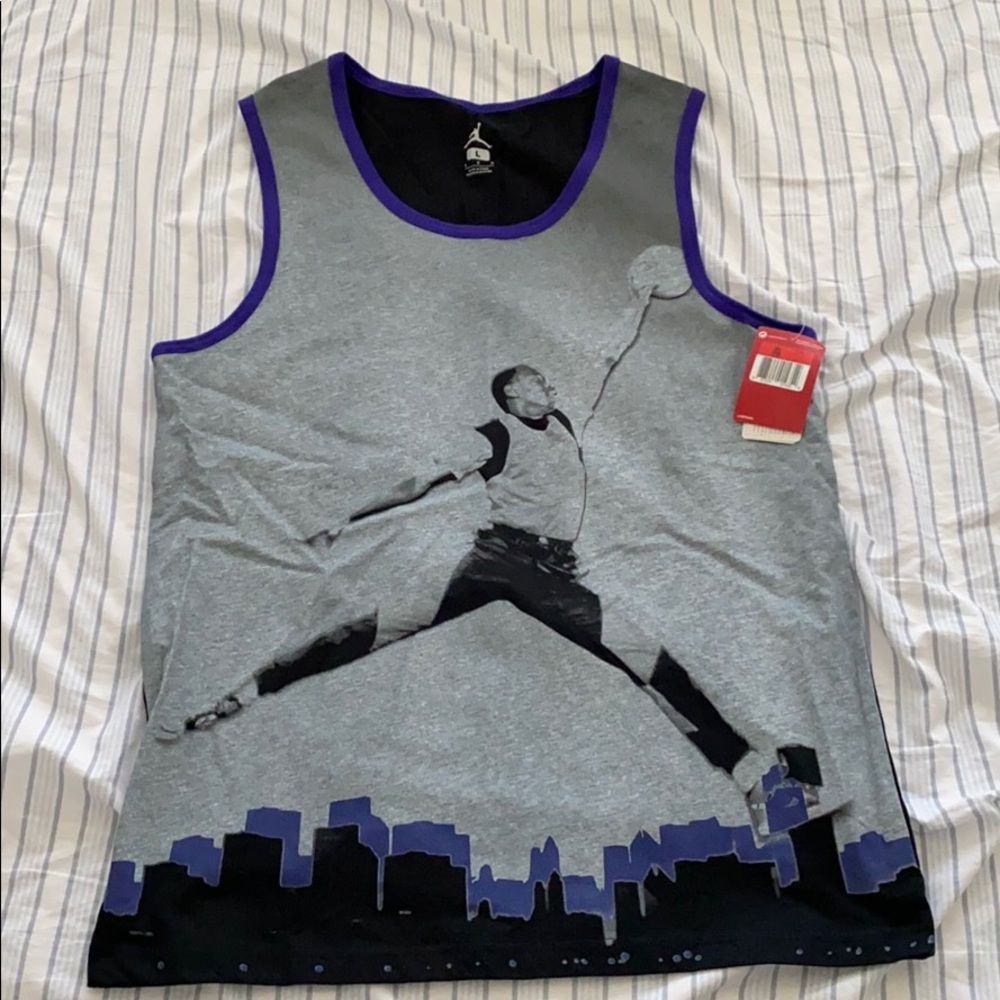 🆕 w/tags Air Jordan Grey/Purple Tank Top sz Large